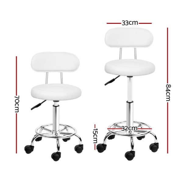 Artiss Salon Stool Swivel Chair Backrest White - Image 2