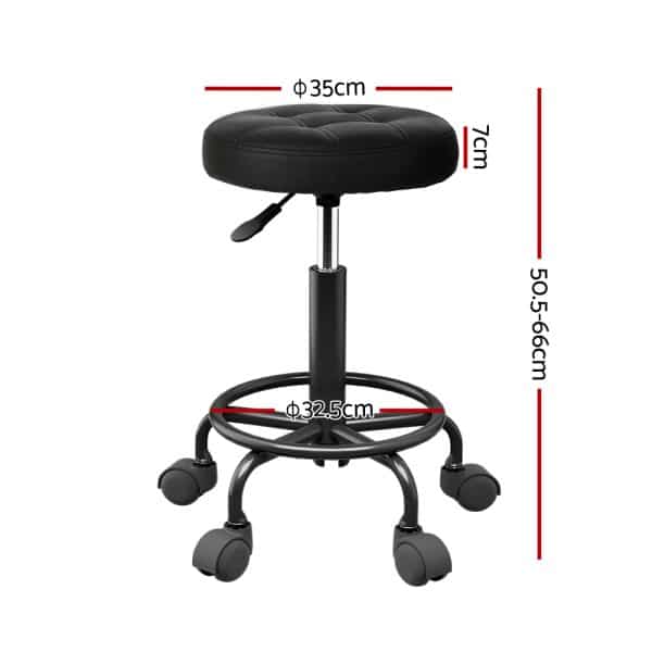 Artiss Salon Stool Round Swivel Chairs Black - Image 2