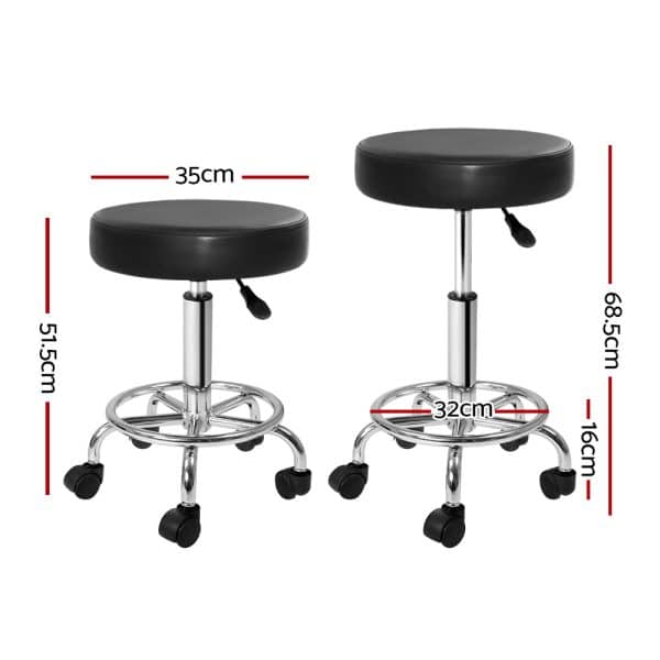 Artiss Salon Stool Round Swivel Chair Black - Image 2