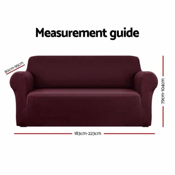 Artiss Sofa Cover Couch Covers 3 Seater Stretch Burgundy - Image 2