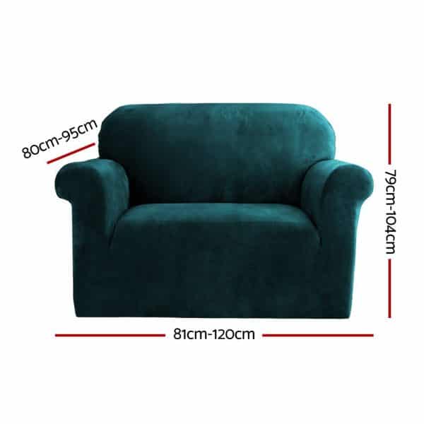 Artiss Sofa Cover Couch Covers 1 Seater Velvet Agate Green - Image 2
