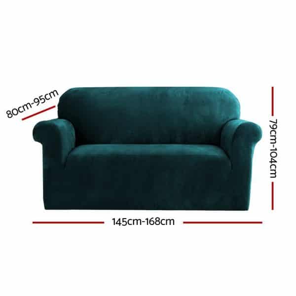 Artiss Sofa Cover Couch Covers 2 Seater Velvet Agate Green - Image 2