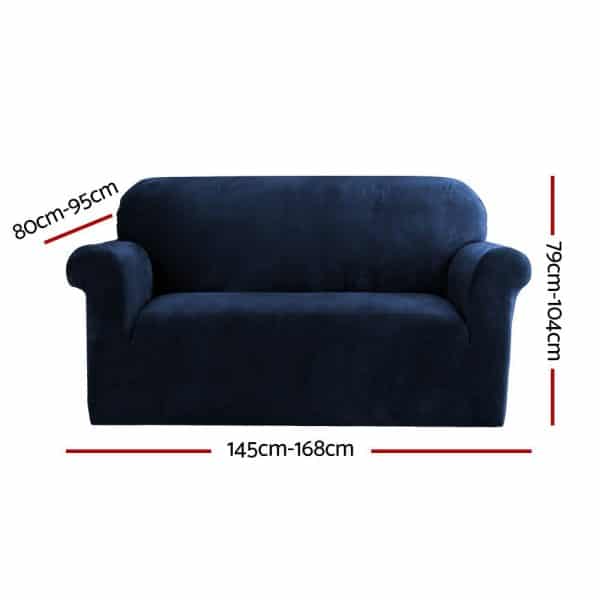 Artiss Sofa Cover Couch Covers 2 Seater Velvet Sapphire - Image 2