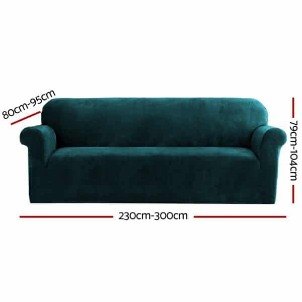 Artiss Sofa Cover Couch Covers 4 Seater Velvet Agate Green - Image 2