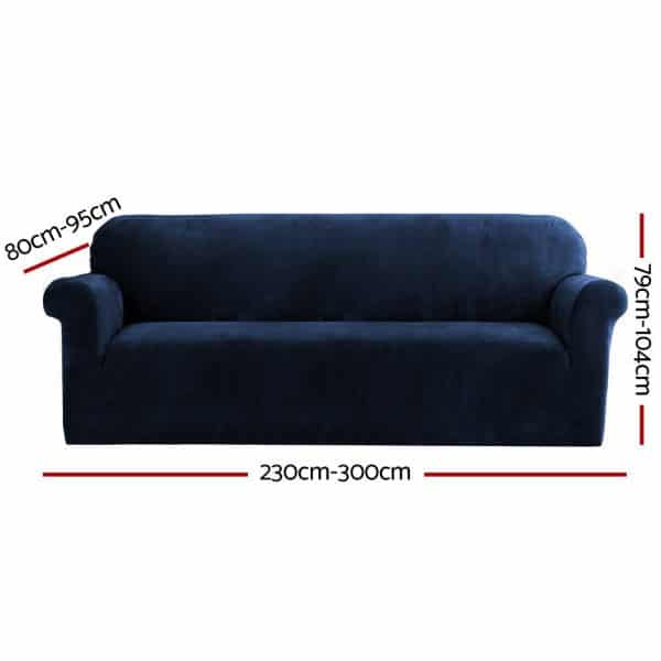 Artiss Sofa Cover Couch Covers 4 Seater Velvet Sapphire - Image 2