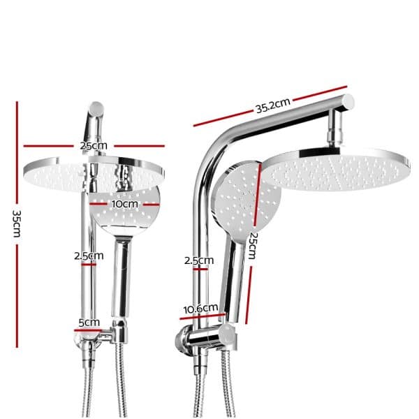 Cefito 9'' Rain Shower Head Set Handheld Round High Pressure Chrome - Image 2