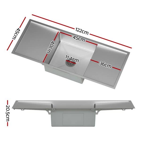 Cefito Kitchen Sink Basin Stainless Steel Under/Top/Flush Mount Bowl 122X45CM - Image 2
