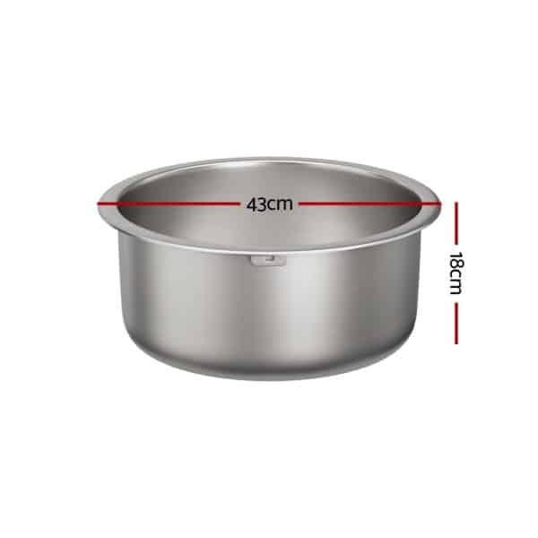 Cefito Kitchen Sink 43cm Round Stainless Steel Basin Single Bowl Silver - Image 2
