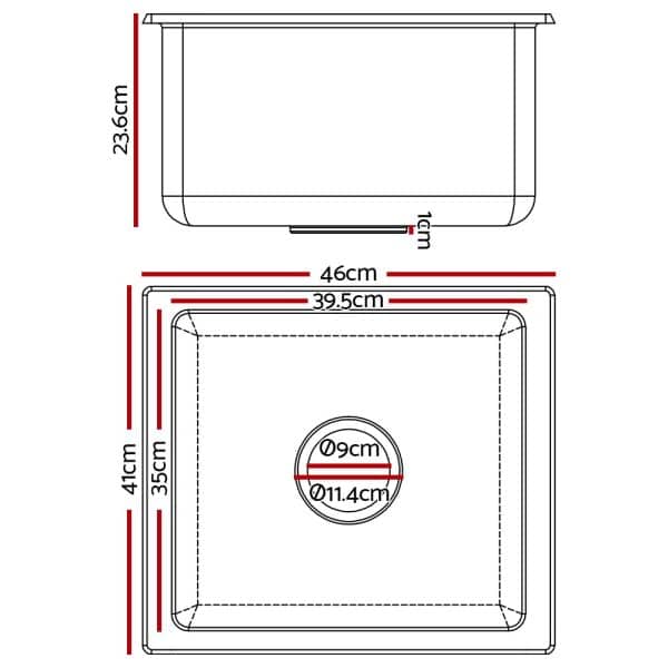 Cefito Stone Kitchen Sink 460X410MM Granite Under/Topmount Basin Bowl Laundry White - Image 2