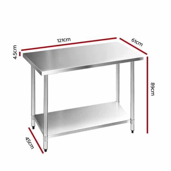Cefito 1219x610mm Stainless Steel Kitchen Bench 304 - Image 2
