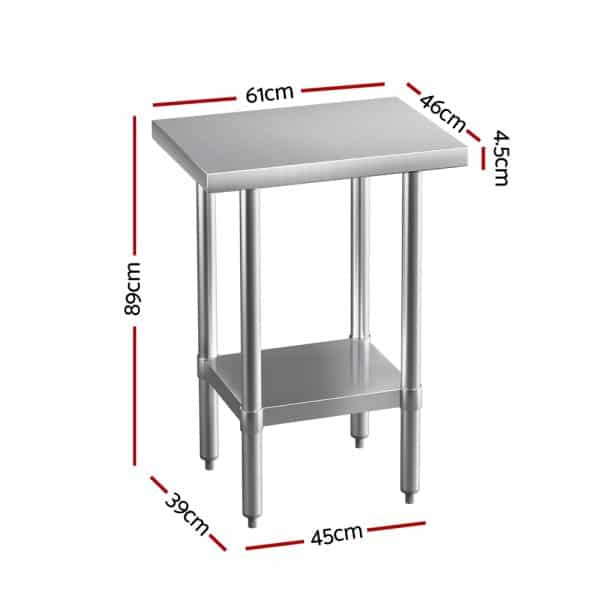 Cefito Stainless Steel Kitchen Benches Work Bench 610x457mm 430 - Image 2