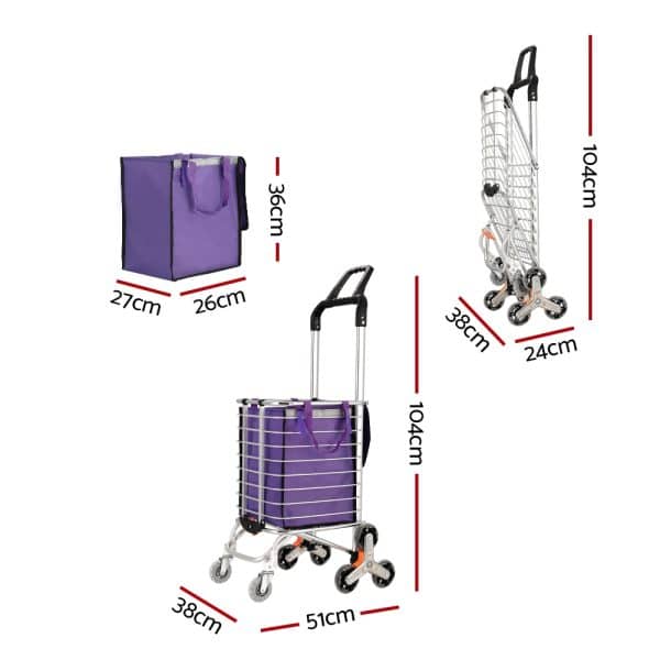 Emajin Shopping Cart Trolley 35L Foldable Climbing Wheels - Image 2