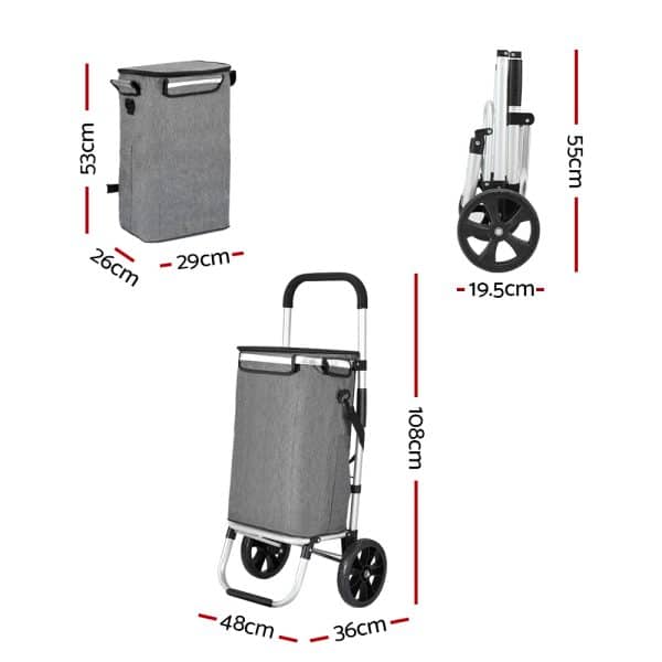 Emajin Shopping Trolley Cart 45KG Foldable Grey - Image 2