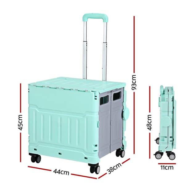 Emajin Shopping Trolley Cart 75L Foldable Green - Image 2