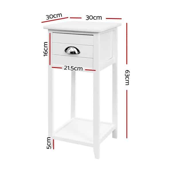 Artiss Bedside Table Vintage - THYME White - Image 2