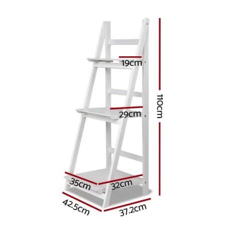 Artiss Bookshelf Corner Shelf 3 Tiers - ZANE White - Image 2