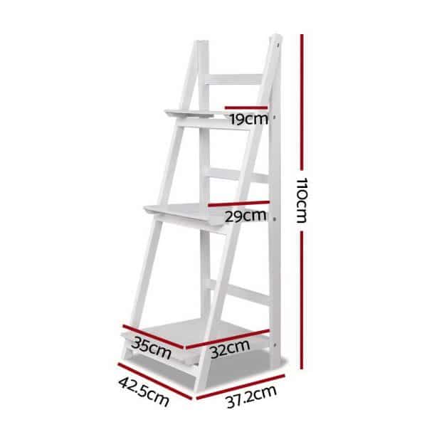 Artiss Bookshelf Corner Shelf 3 Tiers - ZANE White - Image 2