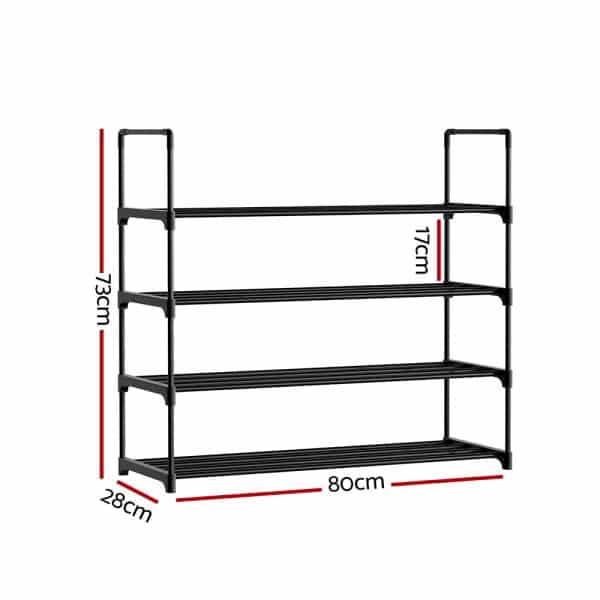 Artiss Shoe Rack 4-tier 16 Pairs Stackable Black - Image 2