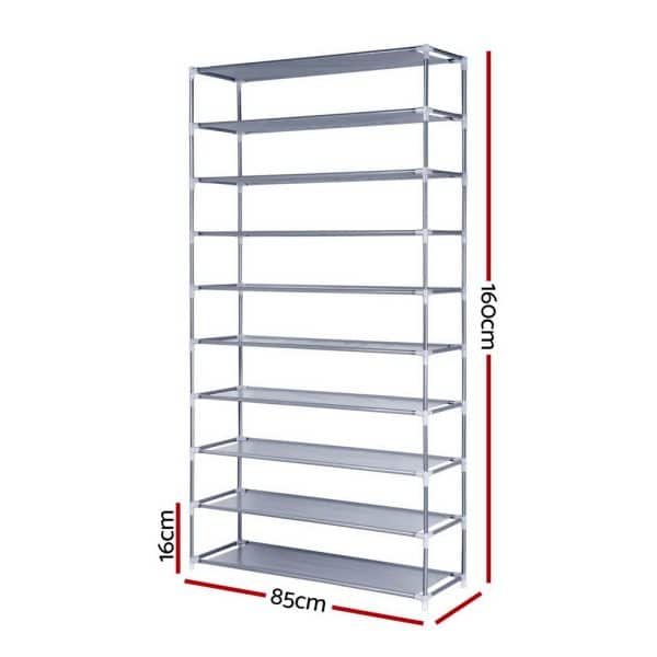 Artiss Shoe Rack Cabinet Stackable 10-Tier Grey - Image 2