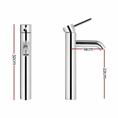 Cefito Bathroom Basin Mixer Tap Round Tall Faucet Vanity Laundry Chrome - Image 2