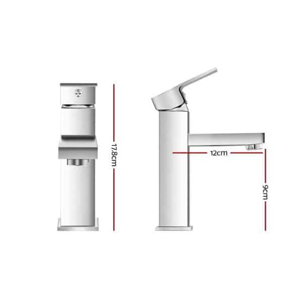 Cefito Bathroom Basin Mixer Tap Square Faucet Vanity Laundry Chrome - Image 2