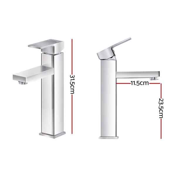 Cefito Bathroom Basin Mixer Tap Square Tall Faucet Vanity Laundry Chrome - Image 2
