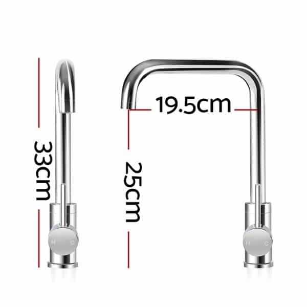 Cefito Kitchen Mixer Tap Mixer Rectangle Sink Faucet Basin Laundry Chrome - Image 2