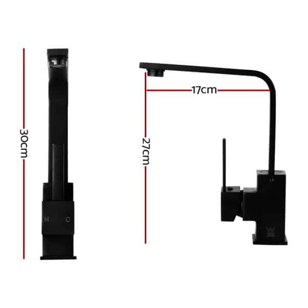 Cefito Kitchen Mixer Tap Mixer Square Sink Faucet Basin Laundry Black - Image 2