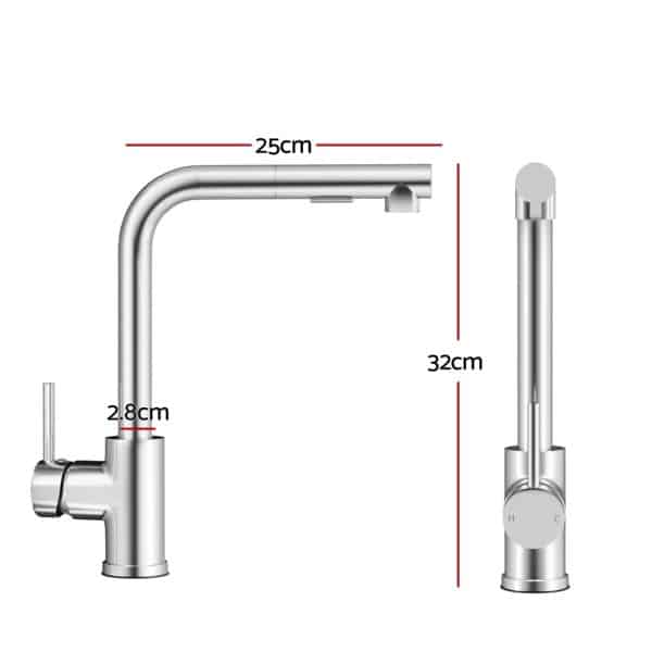 Kitchen Mixer Tap Pull Out Rectangle 2 Mode Sink Basin Faucet Swivel WELS Chrome - Image 2