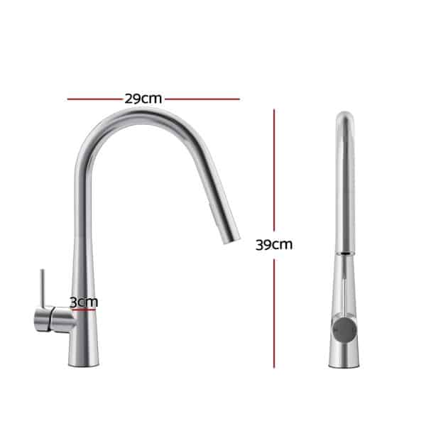 Kitchen Mixer Tap Pull Out Round 2 Mode Sink Basin Faucet Swivel WELS Chrome - Image 2