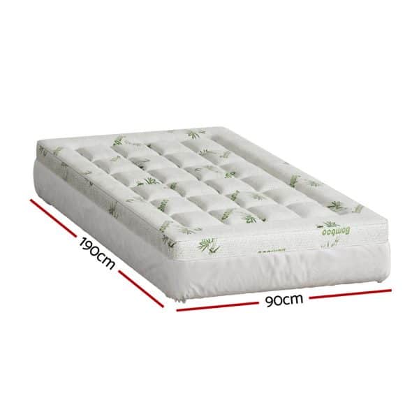 Giselle Bedding Mattress Topper Pillowtop Bamboo 7.5cm Single - Image 2