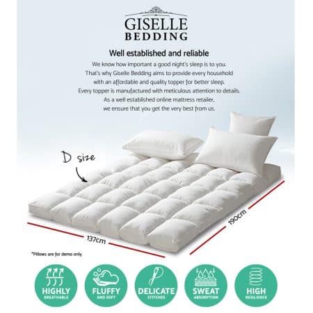 Giselle Bedding Mattress Topper Pillowtop Protector Pad Double - Image 2