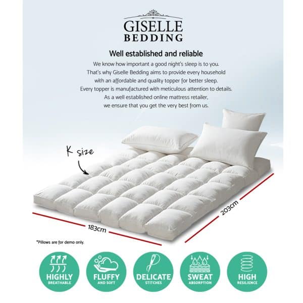 Giselle Bedding Mattress Topper Pillowtop Protector Pad King - Image 2
