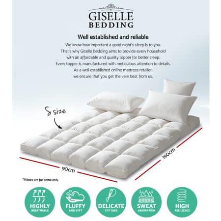 Giselle Bedding Mattress Topper Pillowtop Protector Pad Single - Image 2