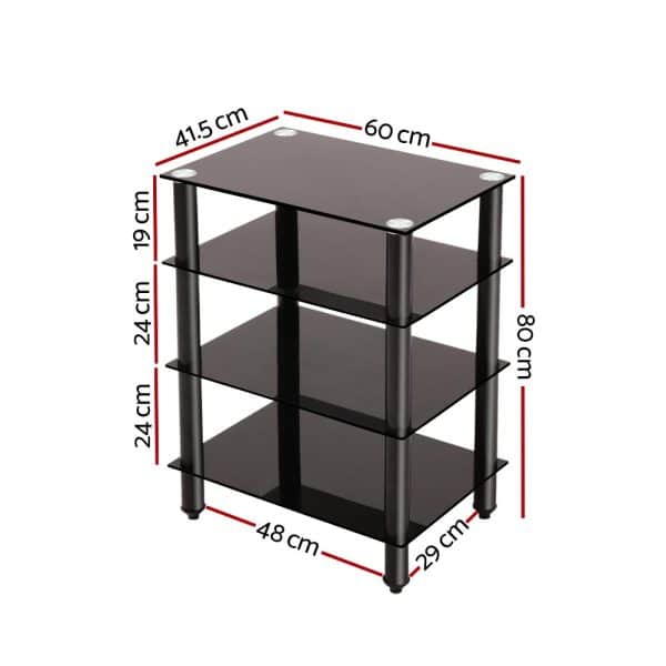 Artiss TV Stand 4 Tiers Storage Shelf Rack Tempered Glass Entertainment Unit - Image 2