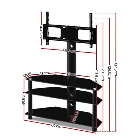 Artiss TV Stand Mount Bracket for 32"-60" LED LCD 3 Tiers Storage Floor Shelf - Image 2
