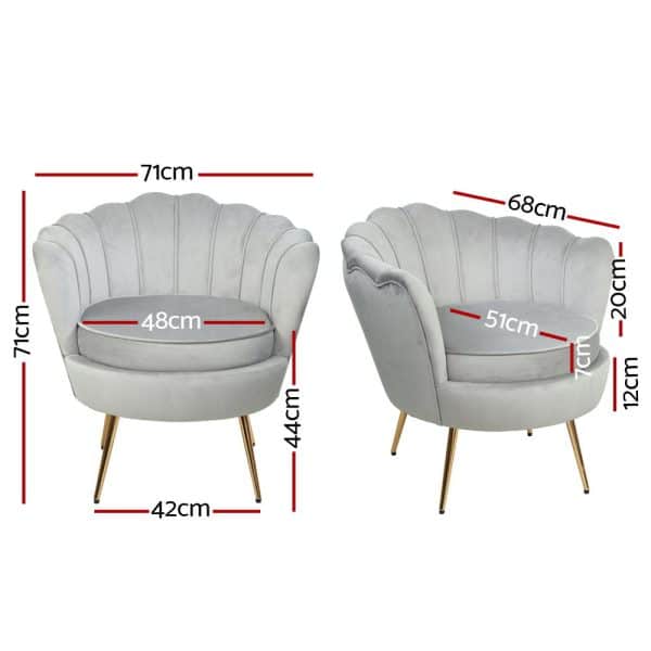 Artiss Armchair Velvet Grey Callista - Image 2