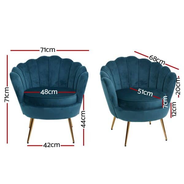 Artiss Armchair Velvet Blue Callista - Image 2