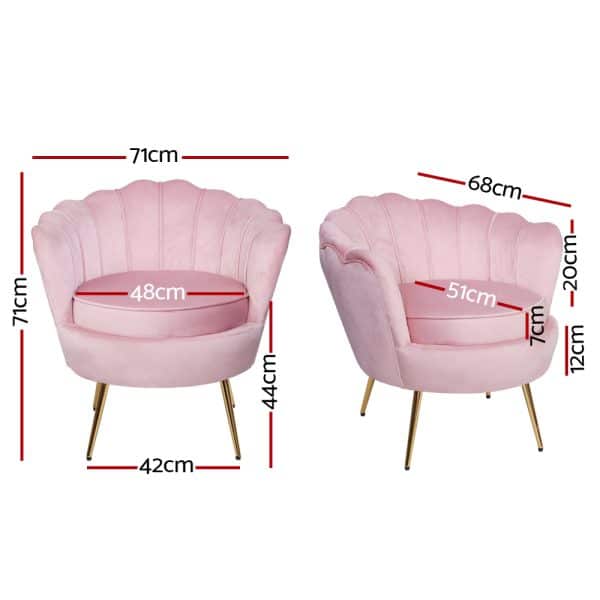 Artiss Armchair Velvet Pink Callista - Image 2