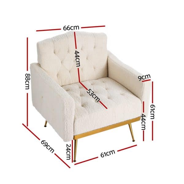 Artiss Armchair Boucle Beige Nicole - Image 2