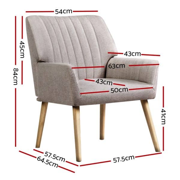 Artiss Armchair Fabric Beige Sebastini - Image 2