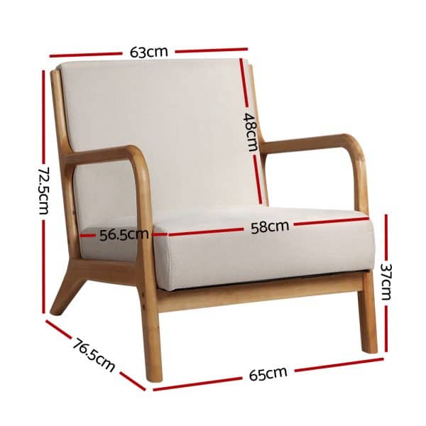 Artiss Armchair Fabric Beige Olive - Image 2