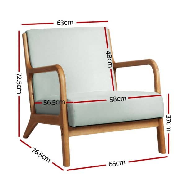 Artiss Armchair Fabric Grey Olive - Image 2