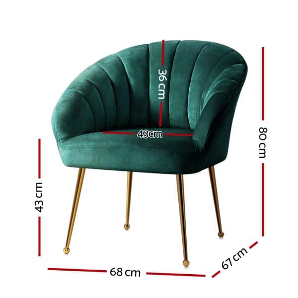 Artiss Armchair Velvet Green Eloise - Image 2
