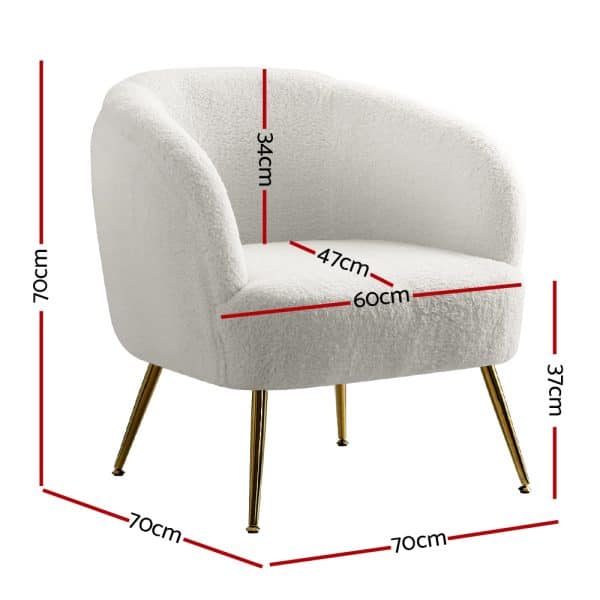 Artiss Armchair Lounge Chair Accent Chairs Armchairs Sherpa Boucle Sofa White - Image 2