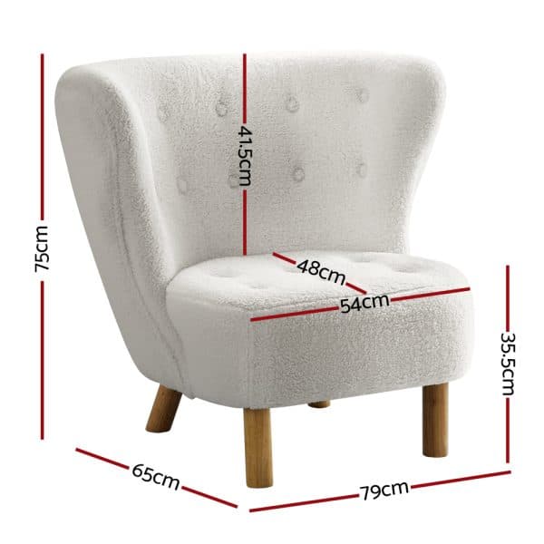 Artiss Armchair Lounge Accent Chair Armchairs Couch Chairs Sofa Bedroom White - Image 2