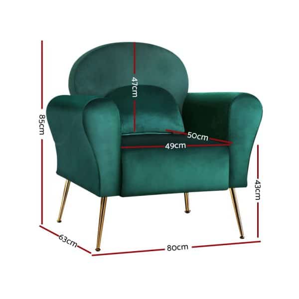 Artiss Armchair Green Velvet Caroline - Image 2