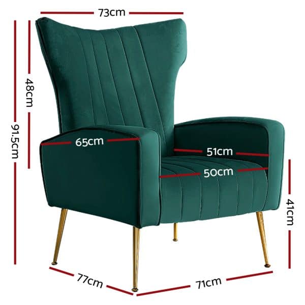Artiss Armchair Green Velvet Kate - Image 2