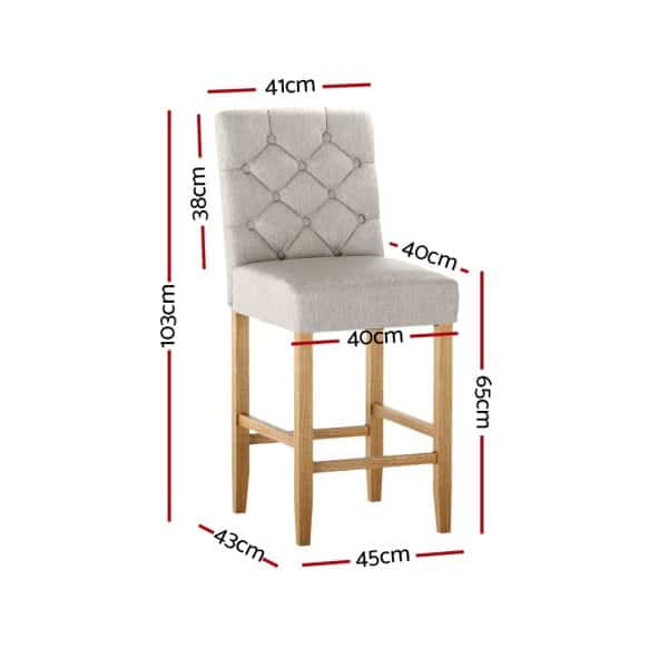 Artiss 2x Bar Stools Linen Upholstered Chairs - Image 2