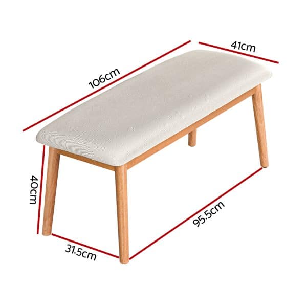 Artiss Dining Bench Upholstery Seat Wooden Chair 106cm - Image 2